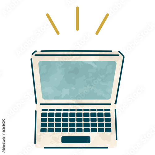 正面から俯瞰したシンプルなノートパソコン