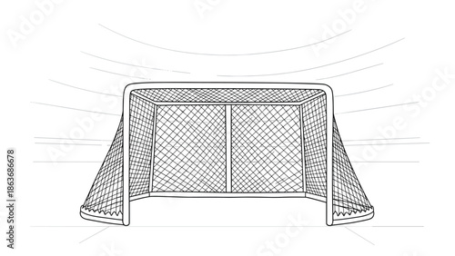 Hockey goal net sketch with dynamic lines