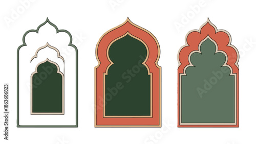 Decorative Archways: A collection of decorative archways in intricate designs, each with its unique ornate style and color palette, perfect for adding an artistic touch to your design projects.