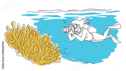 Underwater photographer captures vibrant coral in a minimalist design