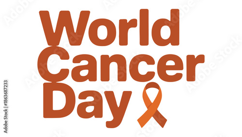 World Cancer Day: Raising awareness for Cancer with ribbon. 