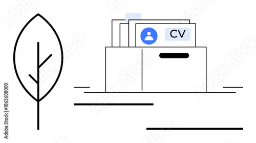 CV management. CV management concept digital organization of resumes and profiles in a sleek design. CV management for recruitment, job applications, database storage, HR systems, and career planning