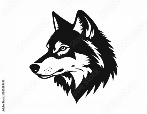 Minimalist Black and White Wolf Head Silhouette Vector Illustration