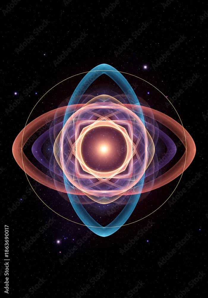 custom made wallpaper toronto digitalAn abstract representation of geometric space, illustrating the perfect balance and synchronization of multiple overlapping, ethereal dimensions, balance, symmetry, nexus