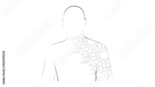 Artistic Human Torso: An artistic illustration of the upper body, showcasing the form and structure of the torso. Emphasizing the subtle lines, this drawing brings out the beauty of the human anatomy.