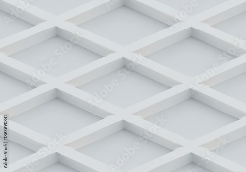 Clean, white, seamless repeating geometric pattern background extending infinitely. Template ready for abstract design work or technical drafting, array, grid, rendering
