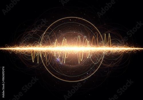 Abstract visualization of complex energy patterns, showing subtle vibrations and overlapping resonant fields creating a dynamic cosmic background, mesh, blue, quantum