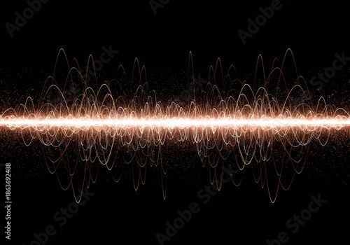 Abstract visualization of complex rhythmic energy waves creating a dynamic digital background suitable for technology, data, or sound themes, movement, oscillation, background