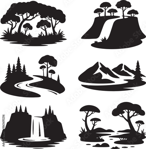 six stylish people walking in different outfits and poses