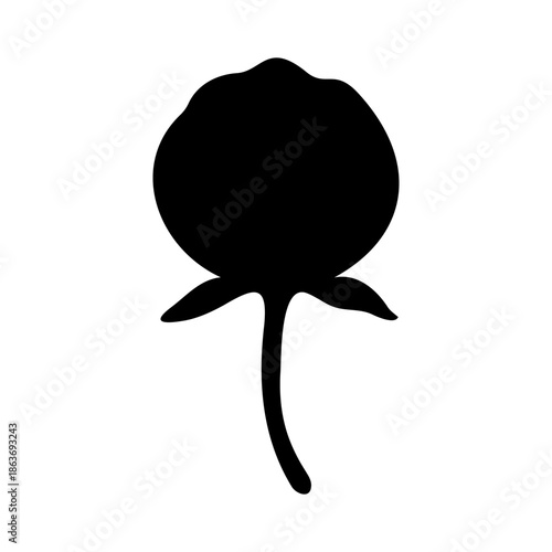 Peony flower bud silhouette vector icon, minimalist floral bloom
