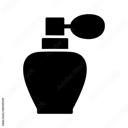 Perfume bottle silhouette vector with atomizer bulb icon