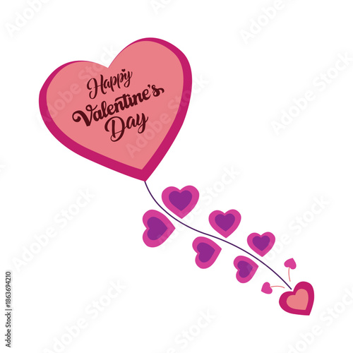 Elegant Happy Valentine’s Day Heart Theme Vector Design Isolated on White