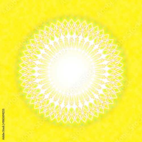 幾何学模様のレース・黄