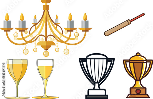 Luxurious items and sports trophy illustration