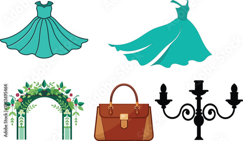 Fashion and wedding decor elements