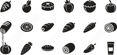 Black and White Food Icons Collection