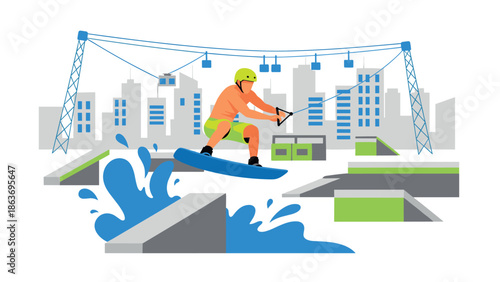 Urban wakeboarding adventure in the city