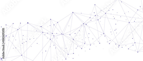 Abstract digital network connection background with polygonal lines and nodes, technology data structure design, vector