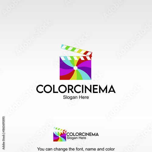 Color Cinema Logo Template Design Vector. A colorful clapperboard representing creative filmmaking, video editing, and visual entertainment.
