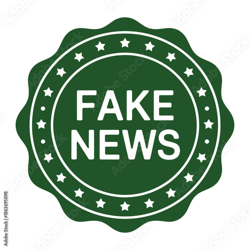 Green circular seal declares a strong warning about misinformation.