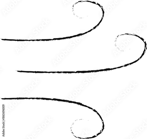 Minimalist black wind swirl illustration
