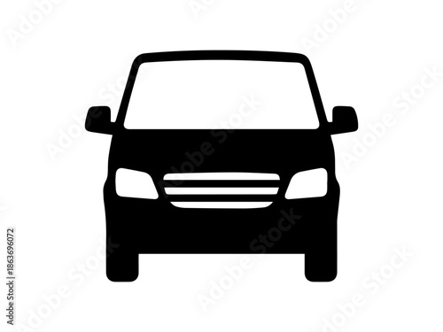 Black and white vector illustration of Crossover car ,front view