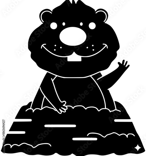 wildlife illustration groundhog silhouette animal logo rodent icon nature outline marmot cute mammal wild brown furry ground fur grass shape standing vector graphic background