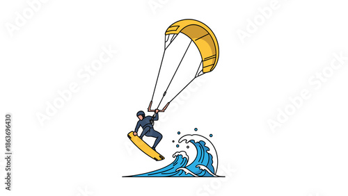 Dynamic kiteboarding adventure: exciting water sport action with waves and wind
