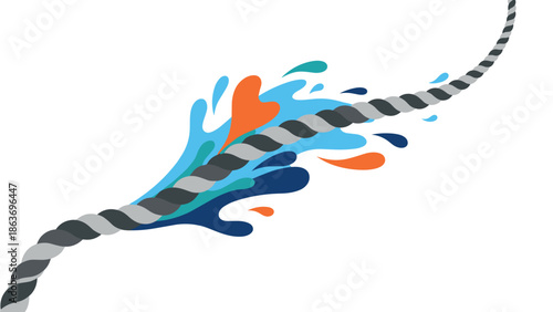 Colorful splash exploding from twisted rope in creative abstract design