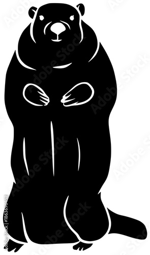 wildlife illustration groundhog silhouette animal logo rodent icon nature outline marmot cute mammal wild brown furry ground fur grass shape standing vector graphic background