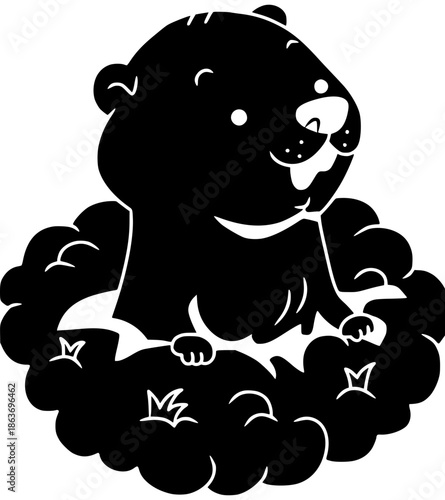 wildlife illustration groundhog silhouette animal logo rodent icon nature outline marmot cute mammal wild brown furry ground fur grass shape standing vector graphic background