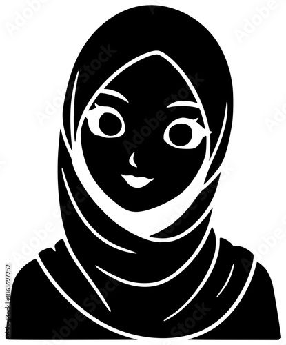 hijab illustration woman silhouette muslim logo young icon girl outline female arab happy business arabic beautiful person people islam shape cartoon vector graphic background
