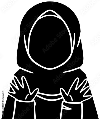 hijab illustration woman silhouette muslim logo young icon girl outline female arab happy business arabic beautiful person people islam shape cartoon vector graphic background