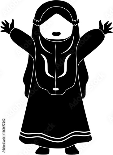hijab illustration woman silhouette muslim logo young icon girl outline female arab happy business arabic beautiful person people islam shape cartoon vector graphic background