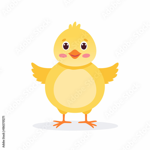 Cute Cartoon Yellow Chick with Big Eyes.
