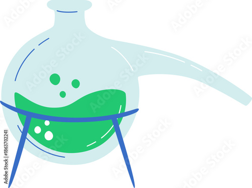 Chemical retort with green liquid