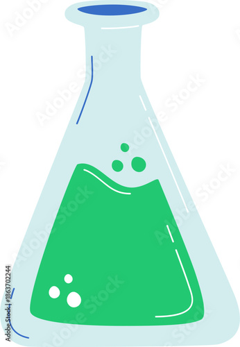 Laboratory Flask With Green Liquid