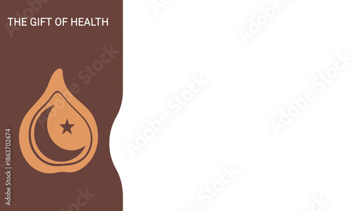 A graphic design featuring a fig silhouette with an embedded crescent moon and the text "THE GIFT OF HEALTH" on a dark brown background.