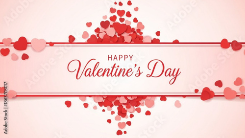 Valentine's day celebration with red hearts and elegant typography on a soft pink background for love and romance with Valentine s Day and festive