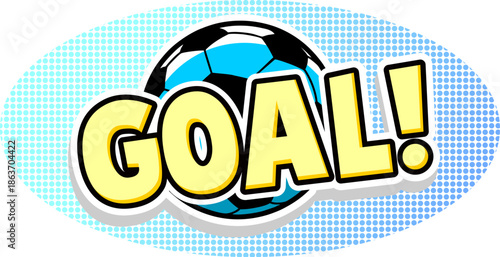 Comic Pop Art Style Goal Soccer Ball Illustration for Sports Event