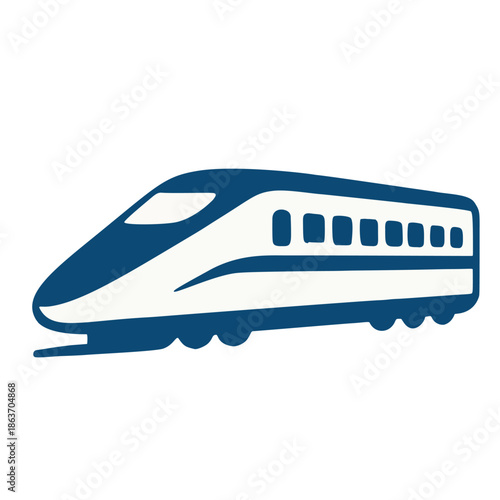 A flat vector of a modern high-speed train (bullet train) in solid blue and white.