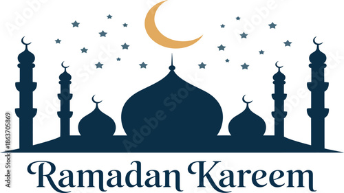 Ramadan Kareem Vector Illustration Elegant Mosque Crescent Moon Islamic Design