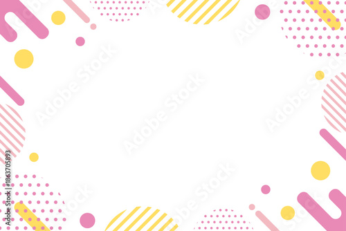 かわいい幾何学フレームイラスト（ピンク）