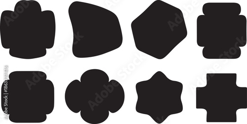 A collection of black silhouettes on a white background