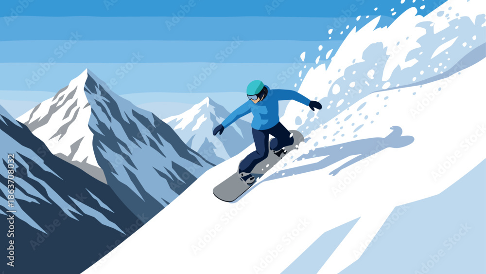 Fototapeta premium Dynamic snowboarding in the mountains: winter sports action scene