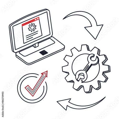 A vector graphic illustrating the concept of settings and configuration