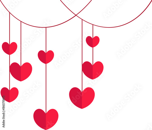 Red Hearts Hanging From Strings