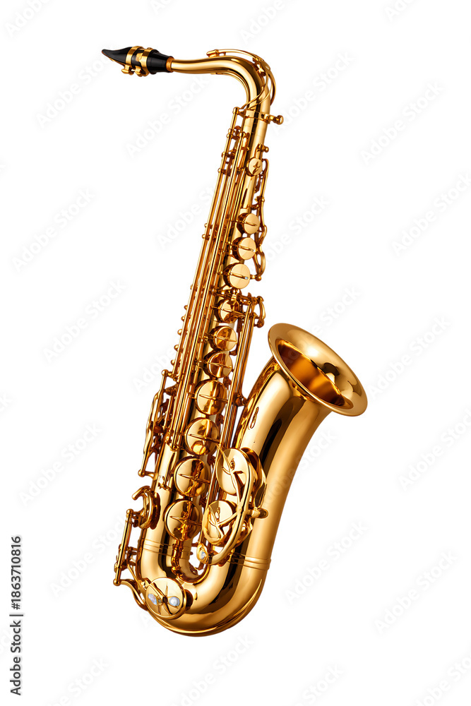 Naklejka premium Golden Saxophone Isolated on White Background