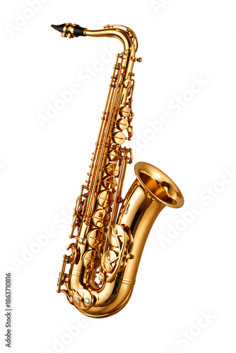 Golden Saxophone Isolated on White Background