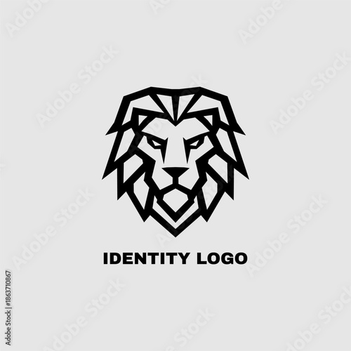 Stylized Elegant Lion Head Logo Template. Lion Logo Mascot Vector Illustration
